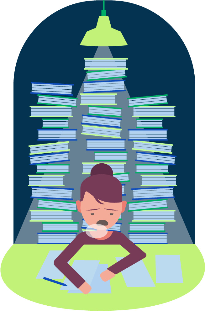 Overwhelmed By Paperwork PNG Image