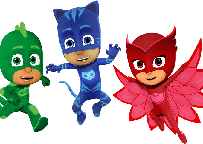 P J Masks Trio Heroes Pose PNG Image