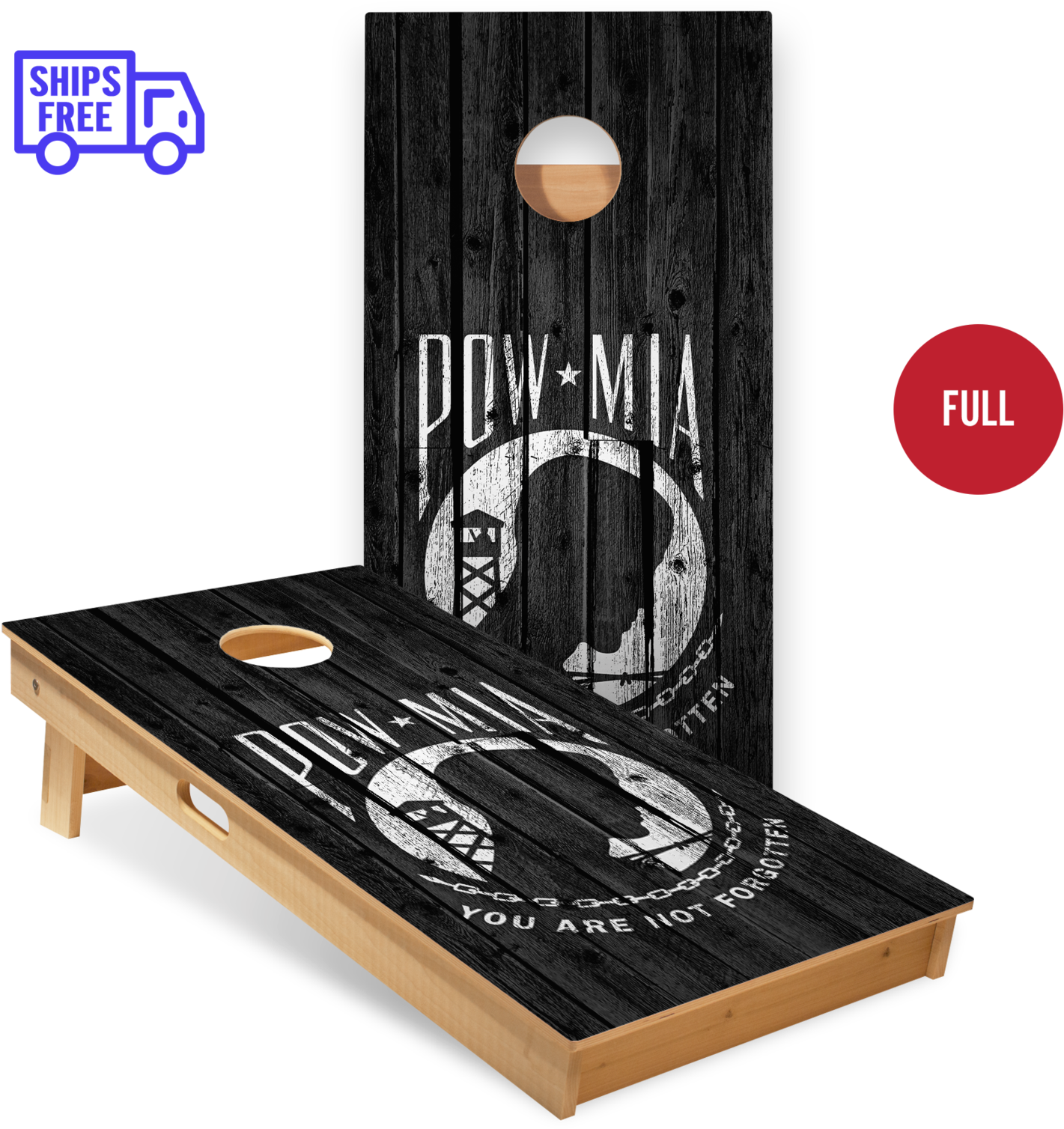 P O W M I A Cornhole Board Set PNG Image