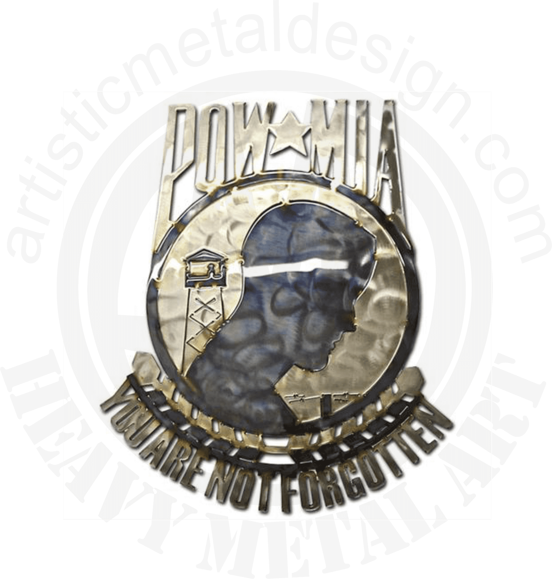 P O W M I A Emblem Metal Design PNG Image