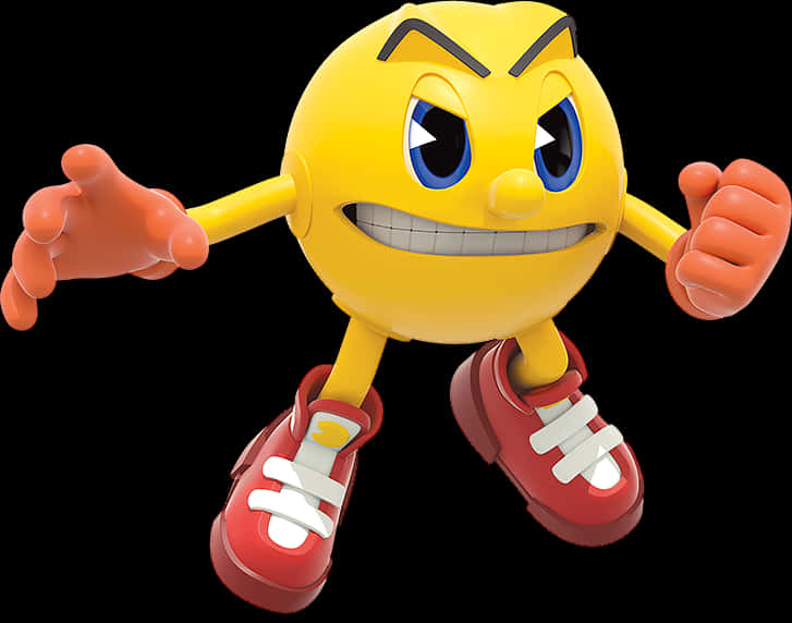 Pacman Character3 D Render PNG Image