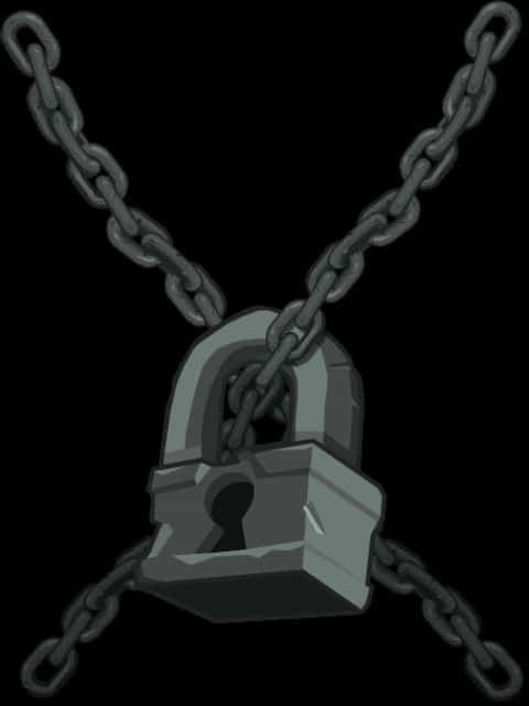 Padlockand Chains Graphic PNG Image