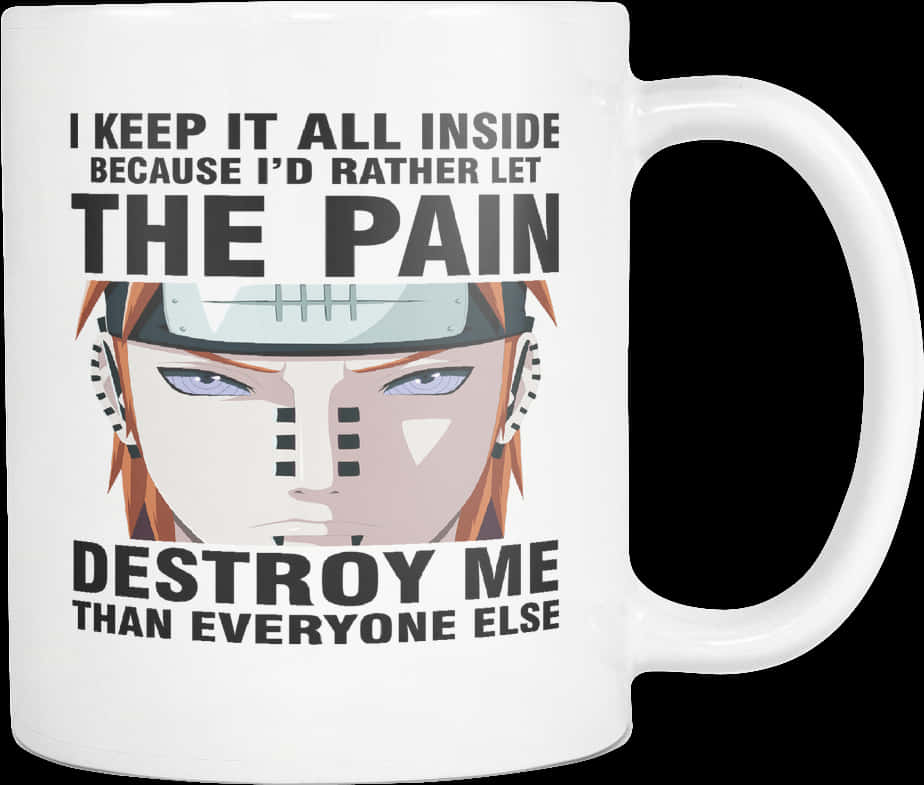 Pain Quote Anime Mug PNG Image