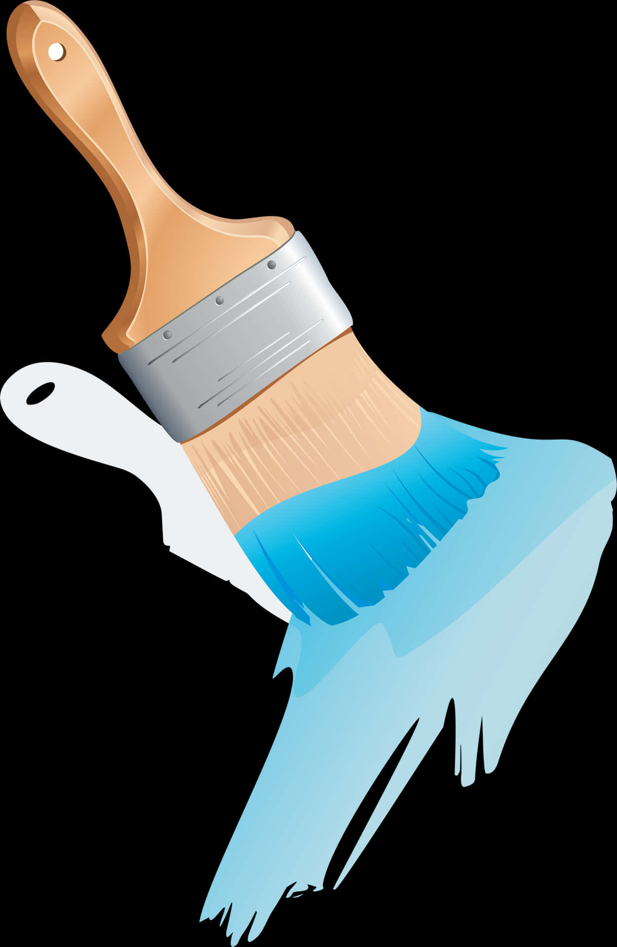 Paint Brush Dippedin Blue Paint PNG Image