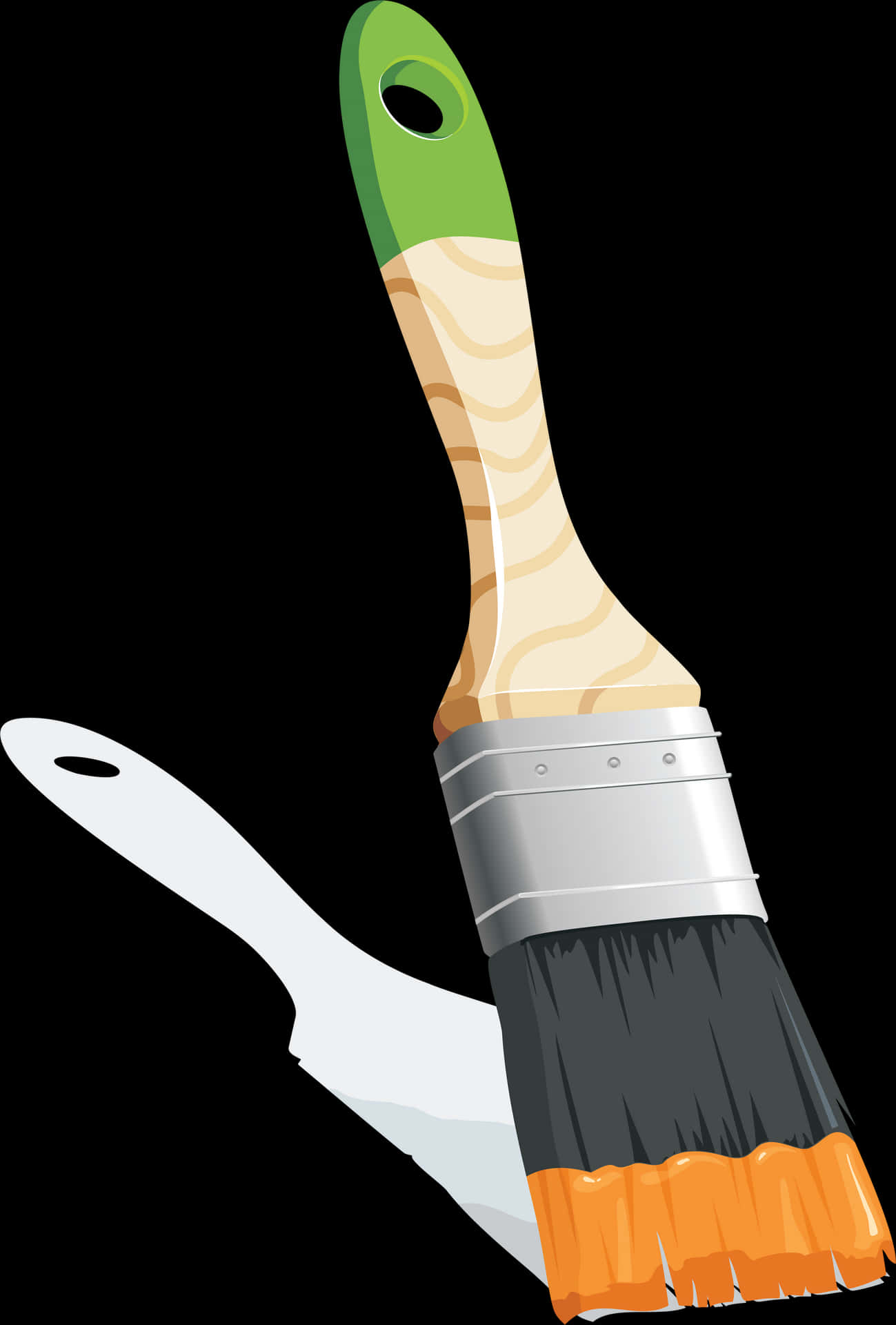 Paint Brushwith Wooden Handleand Green Grip PNG Image