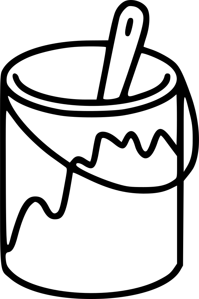 Paint Bucketand Brush Outline PNG Image