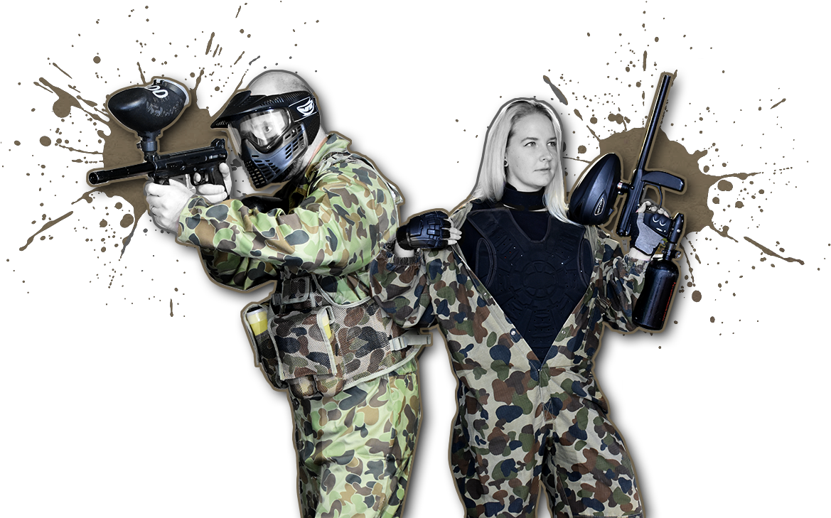 Paintball Players Ready For Action PNG Image