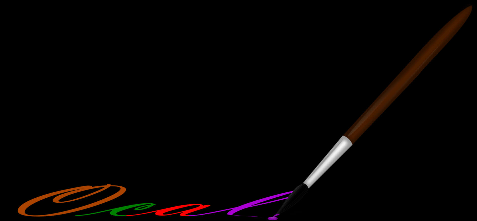 Paintbrush Creating Colorful Calligraphy PNG Image