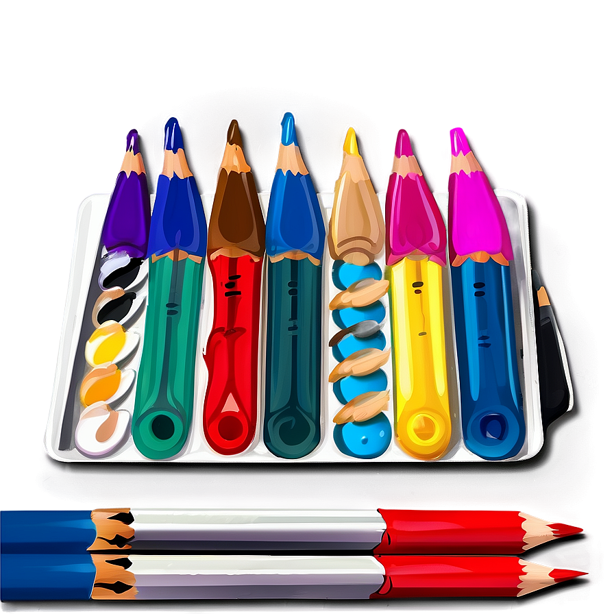 Palette With Drawing Pencils Png Exd PNG Image