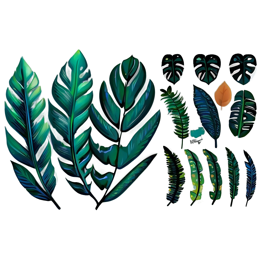 Palm Leaves Set Png Qsc PNG Image