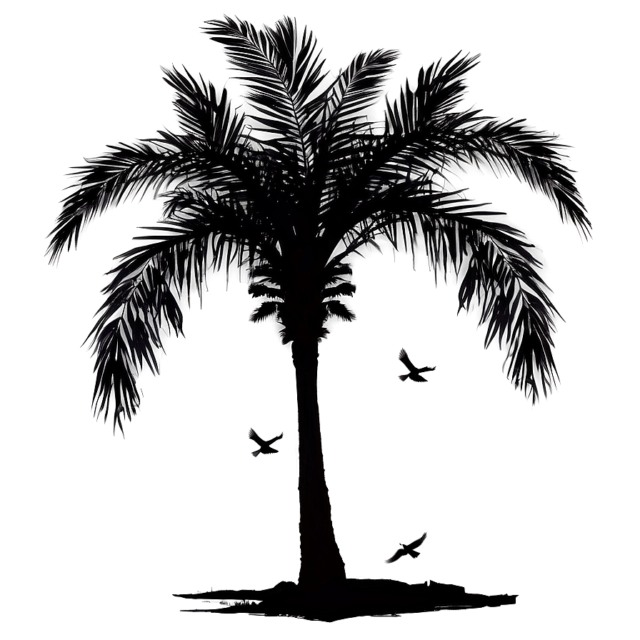 Palm Tree Silhouette With Birds Png Rda PNG Image