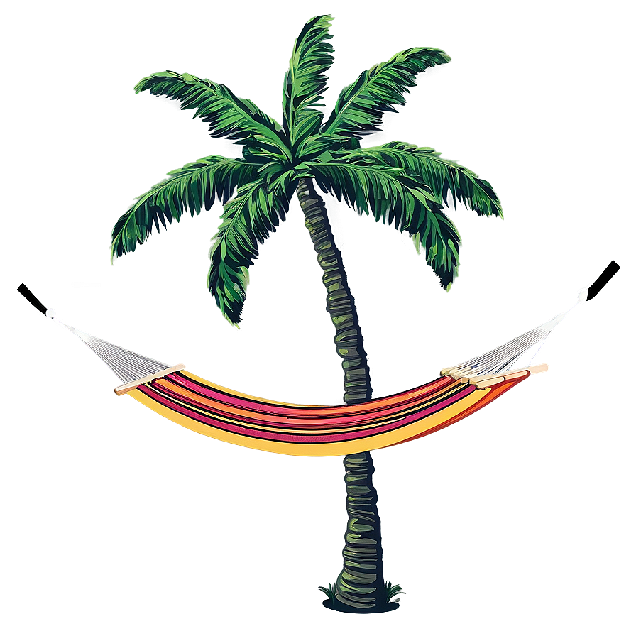 Palm Trees And Hammocks On Beach Png Fmg14 PNG Image