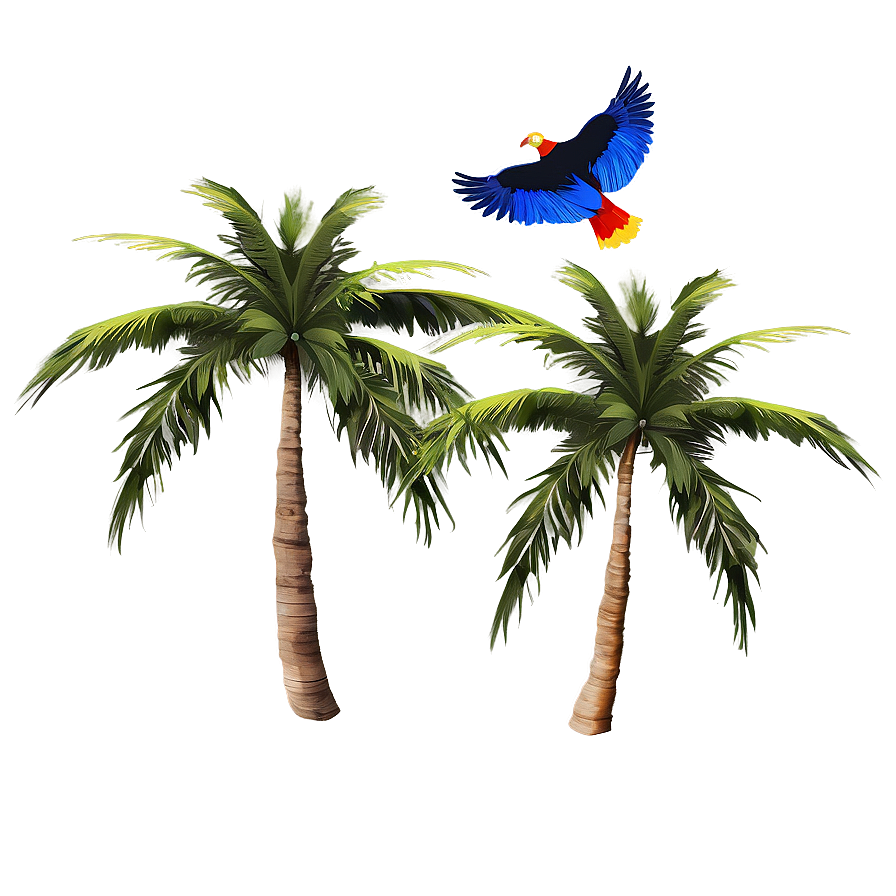 Palm Trees With Birds Png 12 PNG Image