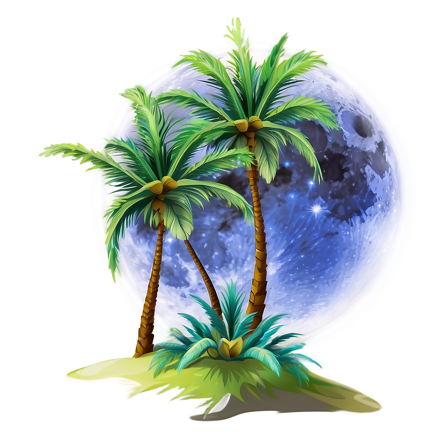 Palm Trees With Moon Png Bsy PNG Image