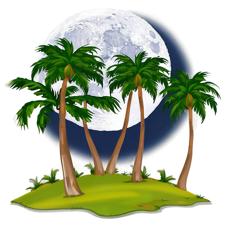 Palm Trees With Moon Png Cge99 PNG Image