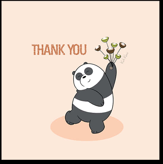 Panda Bouquet Thank You Card PNG Image