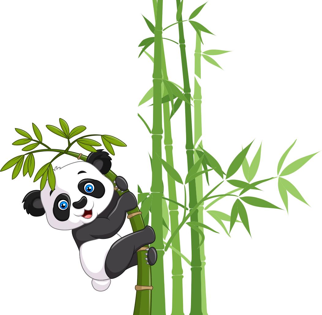 Panda Climbing Bamboo PNG Image