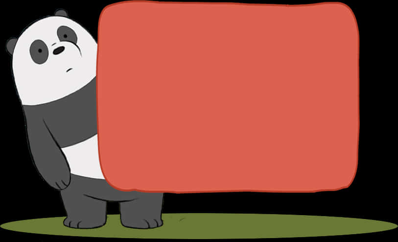 Panda_ Holding_ Sign_ We Bare Bears PNG Image