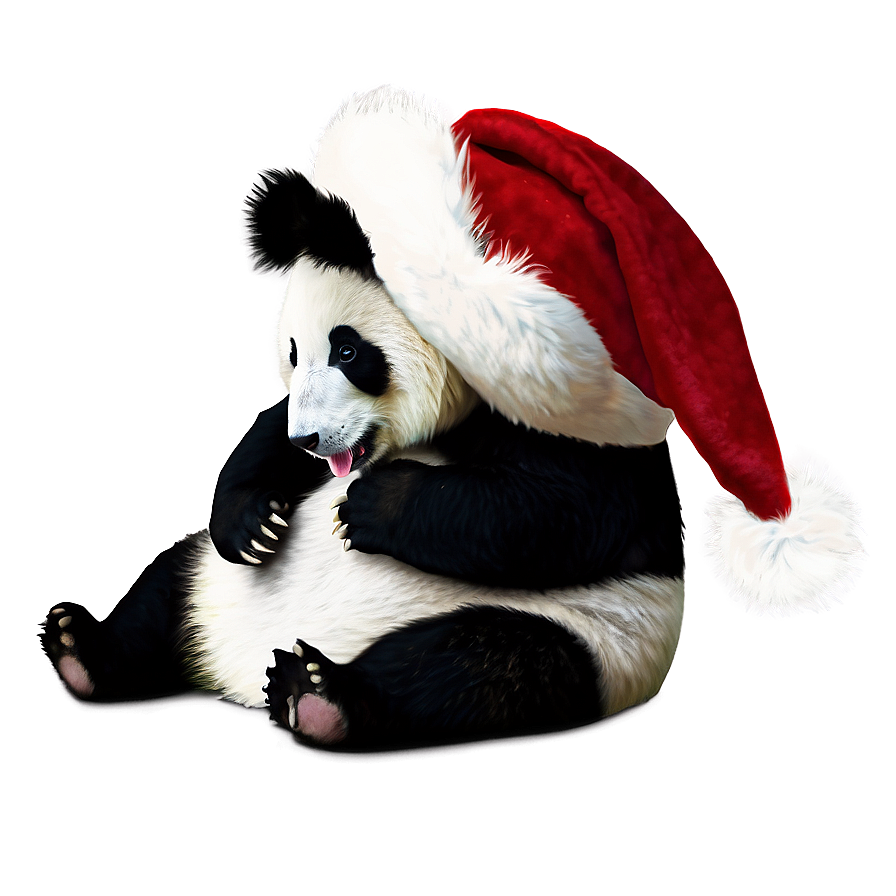 Panda In A Santa Hat Png Upc PNG Image