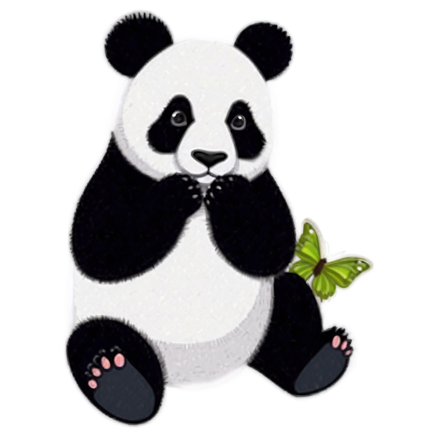 Panda With Butterfly Png 36 PNG Image