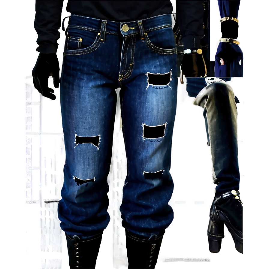 Paneled Blue Jeans Png 06112024 PNG Image