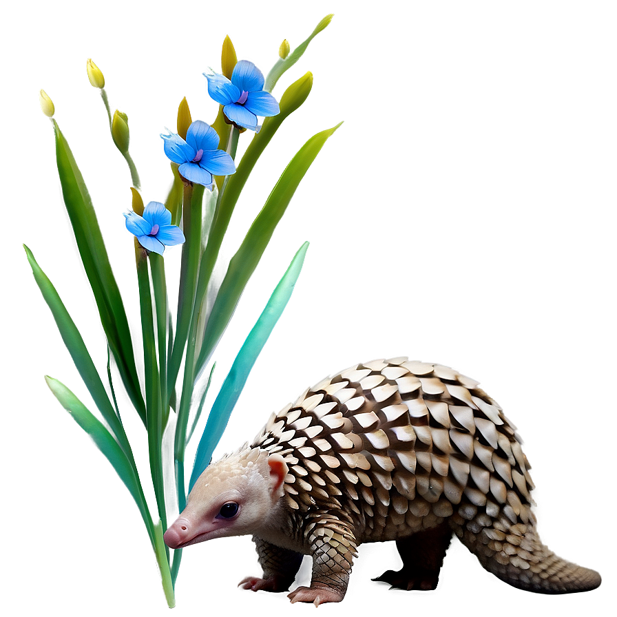 Pangolin With Flowers Png Fyw PNG Image