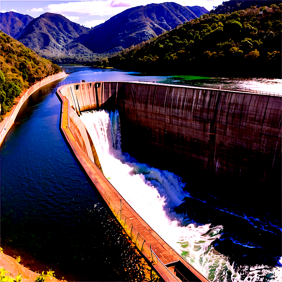 Panoramic View Of Valley Dam Png 06292024 PNG Image