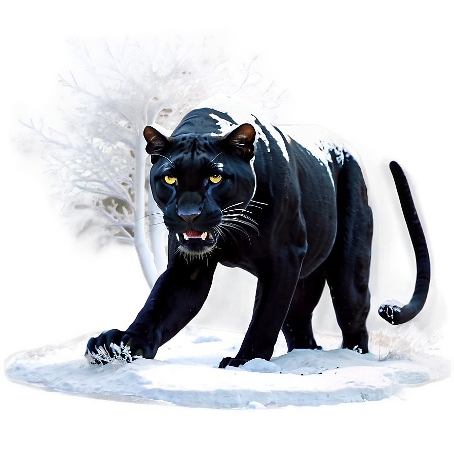 Panther In Snow Png Pdq PNG Image