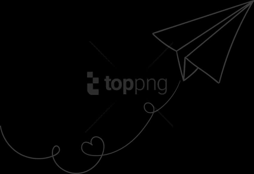 Paper Plane Trail Black Background PNG Image