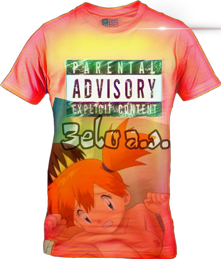 Parental Advisory Anime Character T Shirt PNG Image