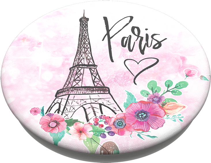 Paris Eiffel Tower Floral Design PNG Image