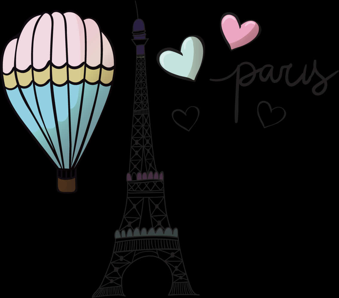 Paris Love Balloon Eiffel Tower PNG Image