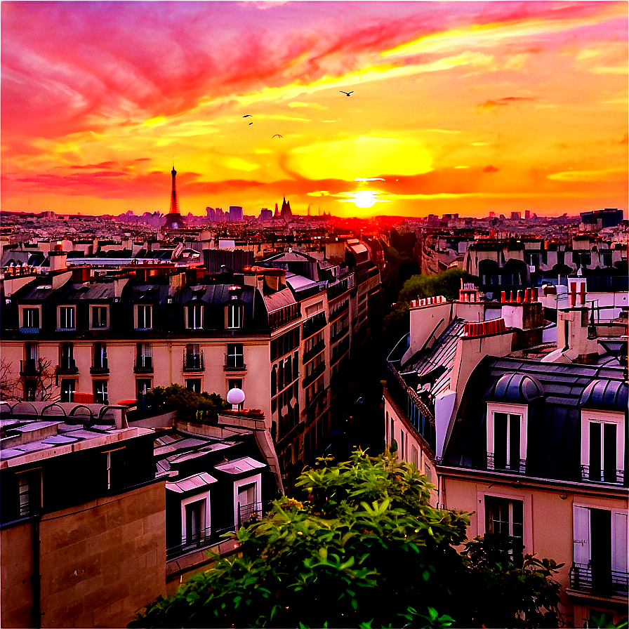 Paris Sunset Over Rooftops Png 06232024 PNG Image