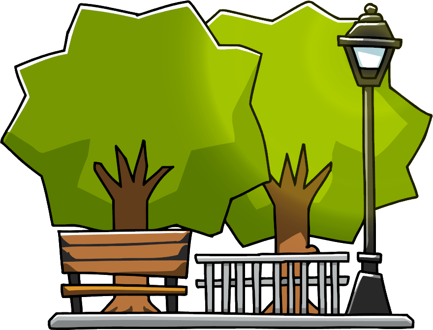 Park Benchand Street Lamp Vector PNG Image