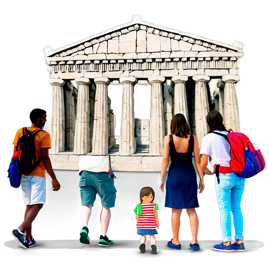 Parthenon With Tourists Png Waq11 PNG Image