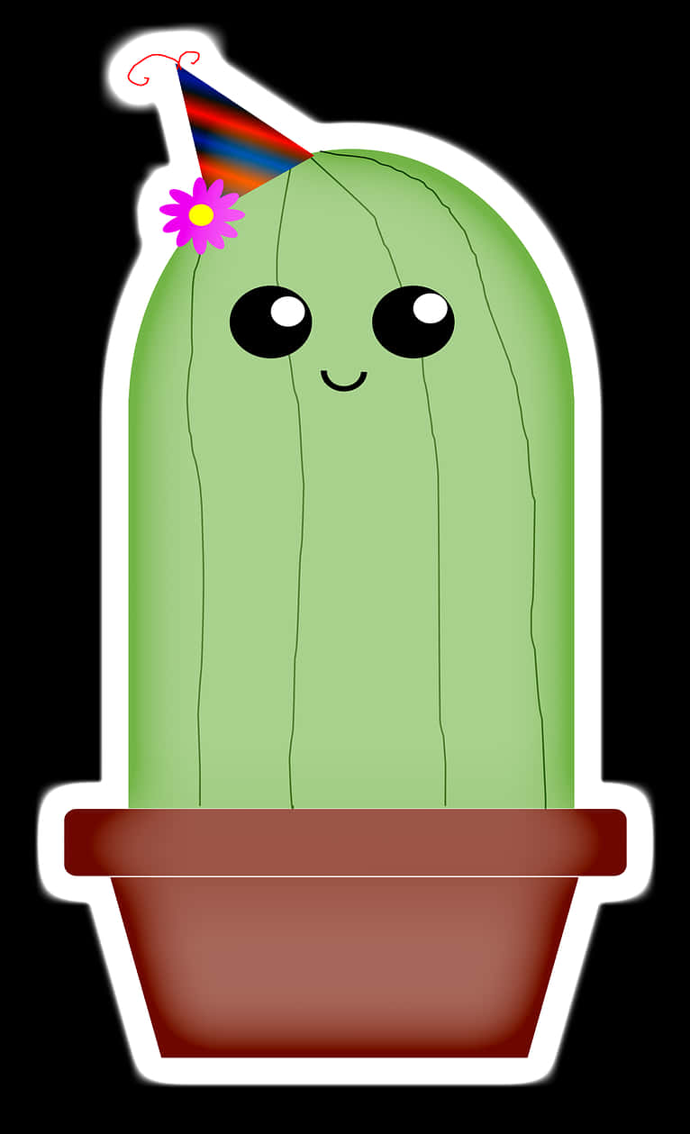 Party Cactus Cartoon Illustration PNG Image