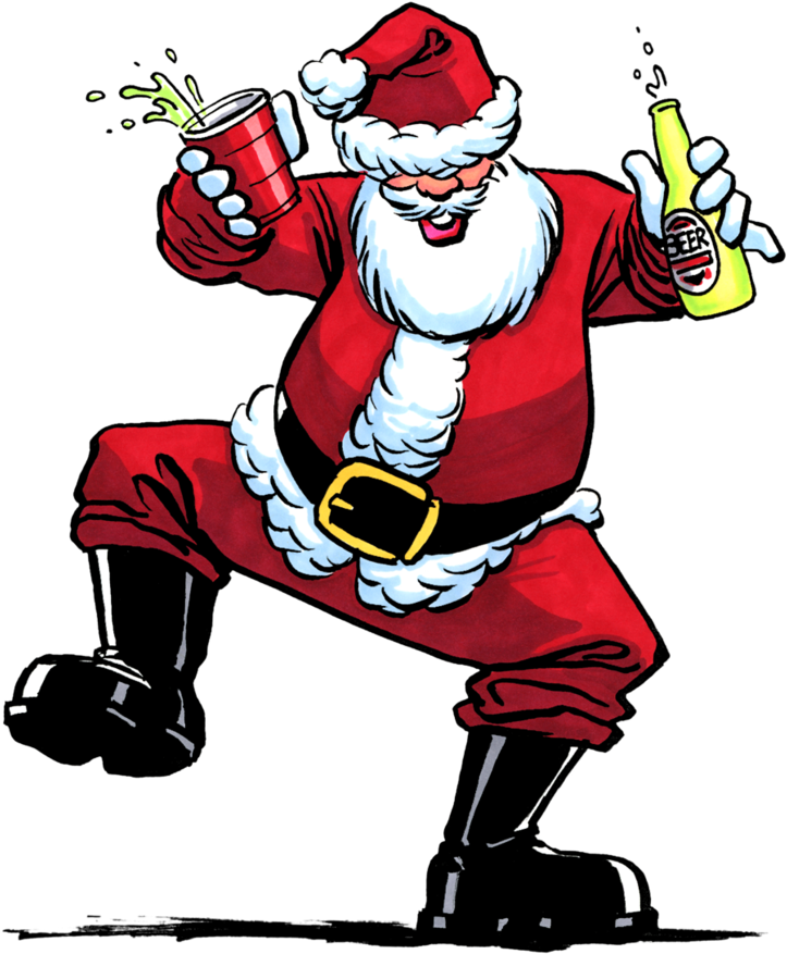 Partying Santa Cartoon PNG Image