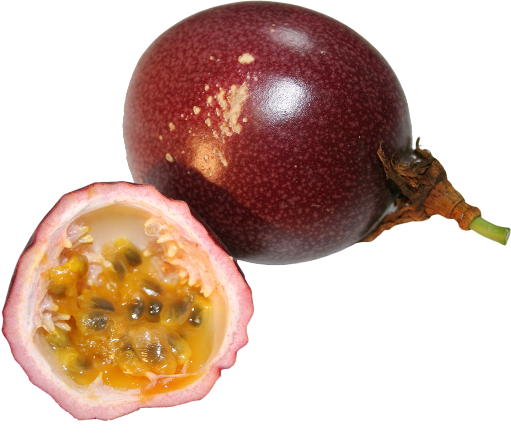 Passion Fruit Wholeand Halved PNG Image