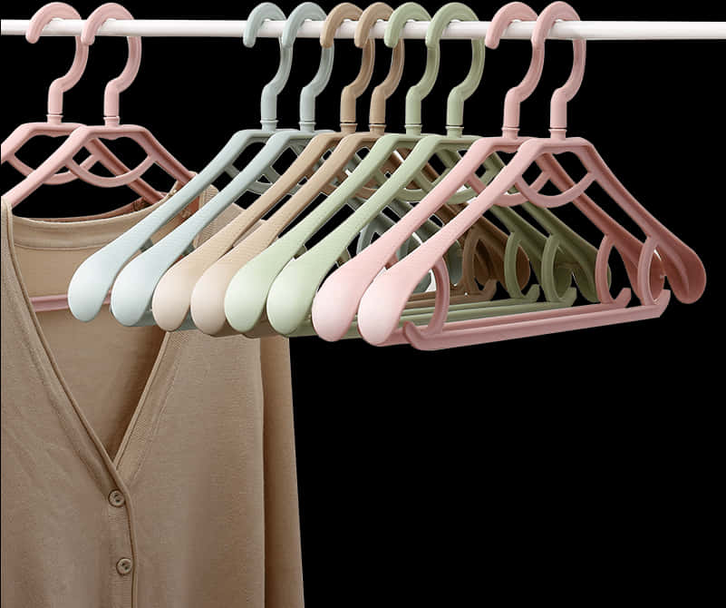 Pastel Colored Hangerson Clothing Rack.jpg PNG Image