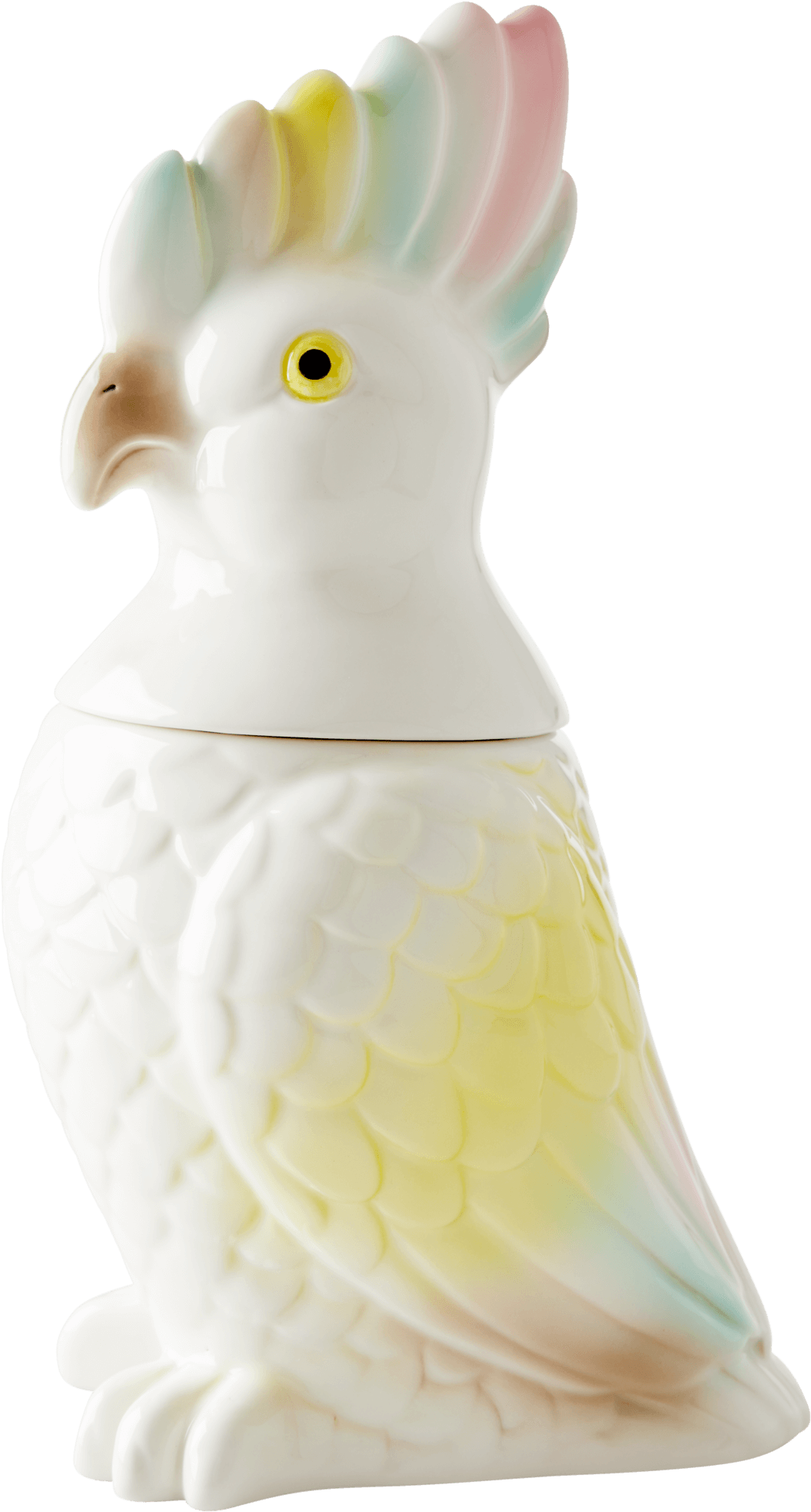 Pastel Crested Cockatoo Figurine PNG Image