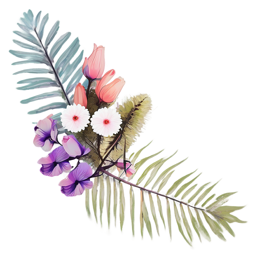 Pastel Indie Flower Arrangement Png 06252024 PNG Image