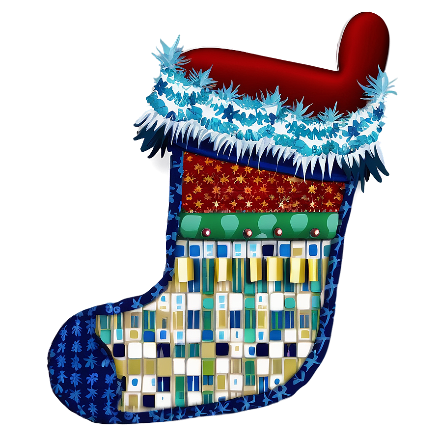 Patchwork Christmas Stocking Png 25 PNG Image