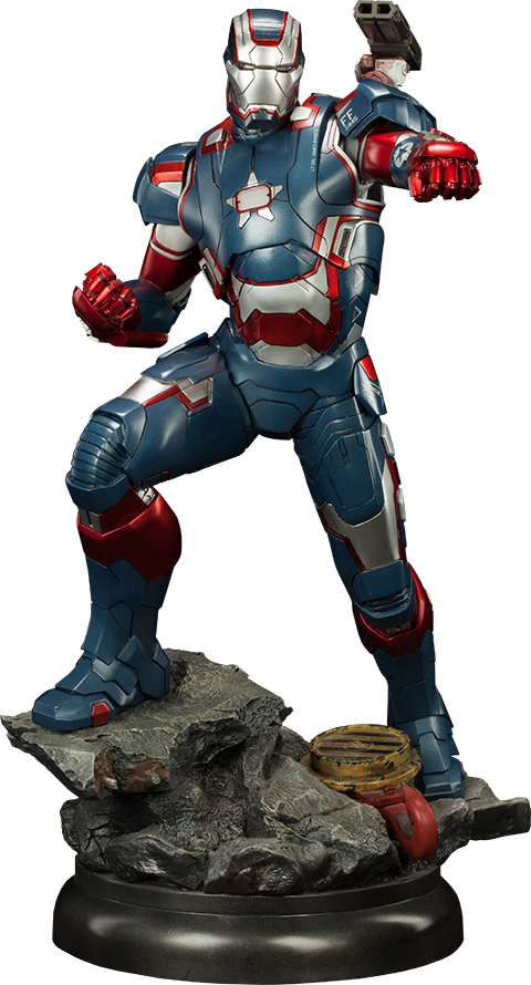 Patriotic Armored Hero Statue PNG Image