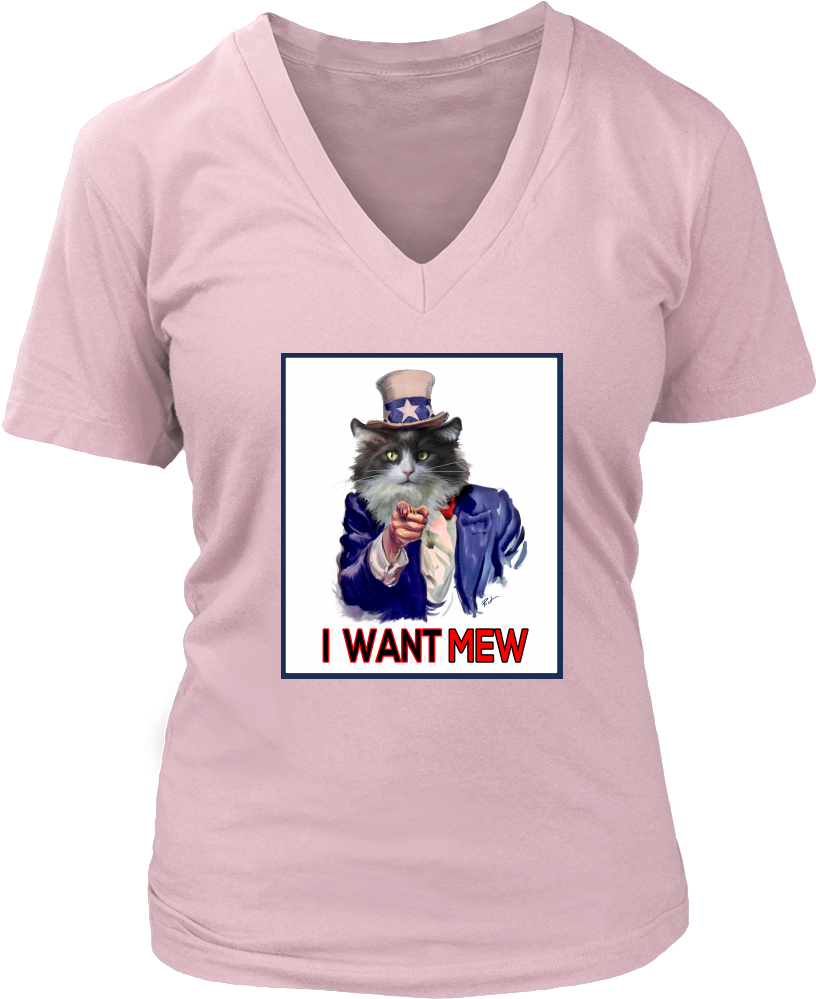 Patriotic Cat Tshirt Design I Want Mew PNG Image