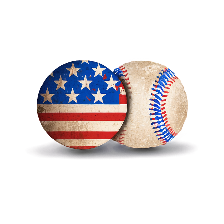 Patriotic Distressed Baseball Png 06282024 PNG Image