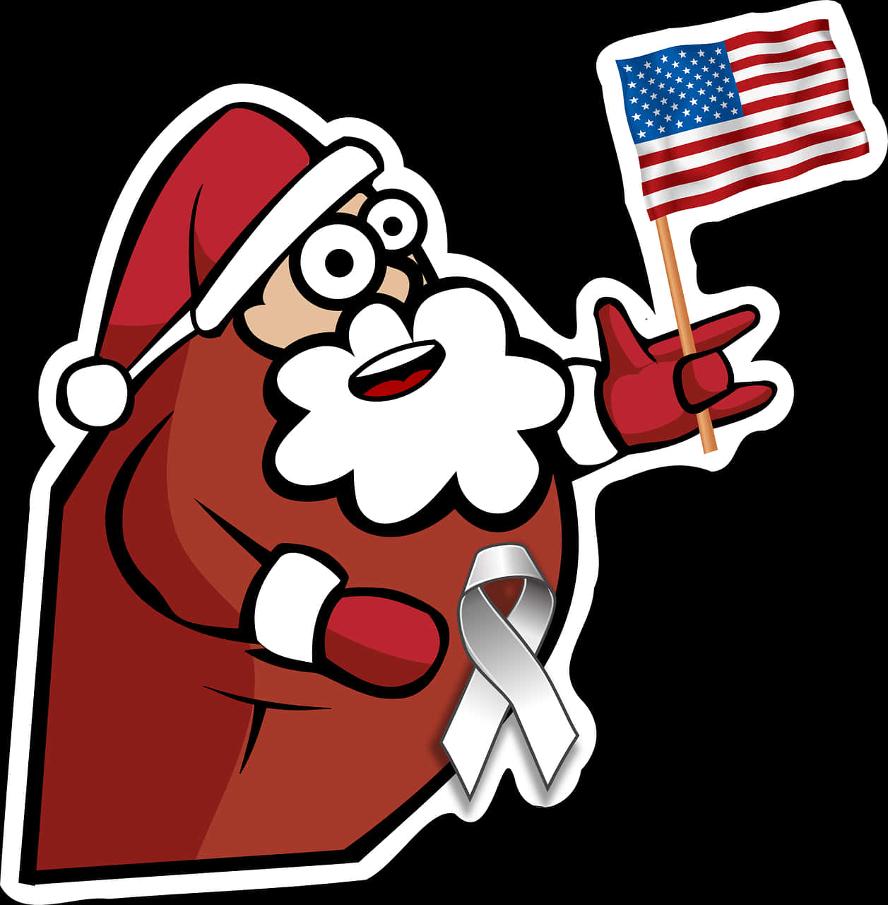 Patriotic Santa Claus Sticker With U S A Flag PNG Image