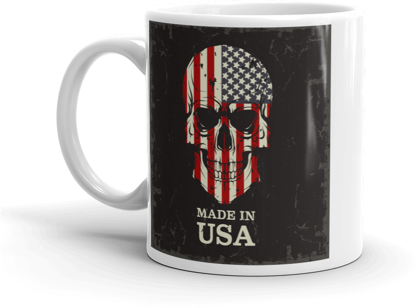 Patriotic Skull U S A Flag Mug PNG Image