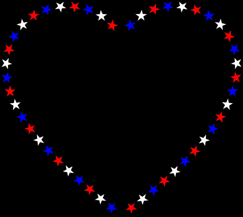 Patriotic Star Heart Outline PNG Image