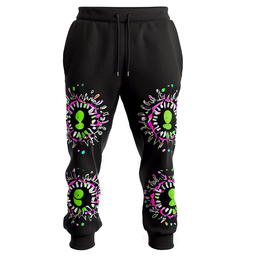 Patterned Black Sweatpants Png Jam PNG Image