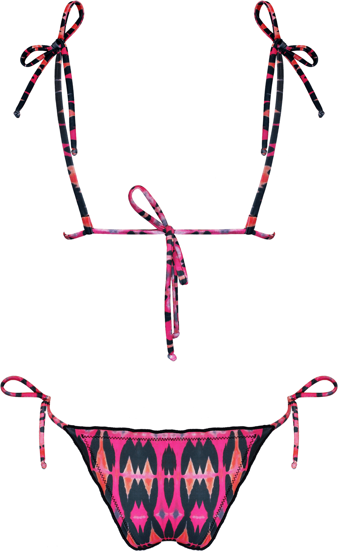 Patterned Lingerie Setwith Bow Ties PNG Image